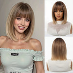 Straight Bob Wig — Dark Root Caramel Blonde