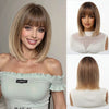 Straight Bob Wig — Dark Root Caramel Blonde