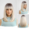 Straight Bob Wig — Dark Root Platinum Blonde
