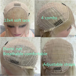 Opal cap construction — 13x4 HD lace, 4 combs, adjustable elastic straps