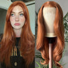 Autumn auburn long wavy wig — model + mannequin