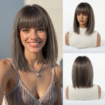 Straight Bob Wig — Ash Grey Brown