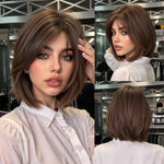 Straight Bob Wig — Brown Highlight