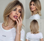 Straight Bob Wig — Dark Root Blonde Ombre